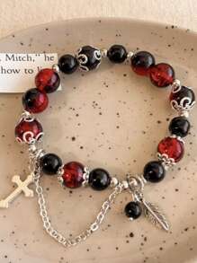 1 Stück Kreuz Feder Diamant Schmetterling Opal Armband, Aquamarin Armband Frauen, Grauer Mondlicht Natürlicher Kristall Armband, vielseitiges Temperament Handschmuck Geschenk für Freundinnen