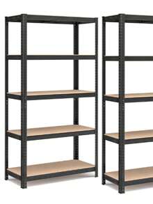 SONGMICS Juego de 2, Estantería Pesada de 5 Niveles, Estantería de Acero, Montaje sin Herramientas, 40 x 90 x 180 cm, Negro - Selección de fábrica - Ver 1