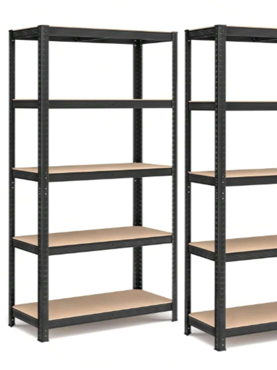 SONGMICS Juego de 2, Estantería Pesada de 5 Niveles, Estantería de Acero, Montaje sin Herramientas, 40 x 90 x 180 cm, Negro - Selección de fábrica - Ver 1