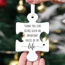 1pc 2D Acrylic Puzzle Pendant, Infinite Gratitude, Precious Friendship Acrylic Puzzle Ornament - The Perfect Gift For Best Friends And Teachers, Convey Heartfelt Sentiments, Christmas Tree Decoration Home Decor Christmas Decorations Room Decor