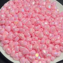 Yiwu Qiyou Accessories Co., LTD 9毫米 220/110颗粉色AB彩心形亚克力珠，可用于DIY首饰装饰、手工工艺首饰制作材料 - 粉色 - 查看 2