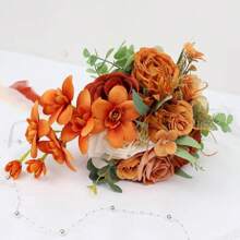 Bridal Wedding Bouquet - Artificial Silk Rose Bridal Bouquet, Retro Wedding Centerpiece Decor, Fake Flowers For Bridal And Bridesmaid, Wedding Party Decor
