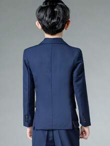 Kids Classic Navy  Jacket Notch Lapel With Adjustable Cuffs  Inner Pocket For School Uniform Size 6Y-14Y - Navy Blue - View 5
