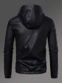 Men's Spring Autumn Casual Vintage Ridding Bike PU Leather Motorcycle Jacket - Black - View 2
