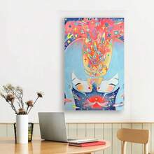 Framed 1pc Vibrant  Music Artist Canvas Poster Modern Cartoon Style Wall Art With Whimsical Starry Sky & Playful Character Design, Textile Decor For Living Rooms, Bedrooms & More, Living Room Decor | Cartoon Wall Art | Durable Textile, Music Room Decor - Framed - View 3