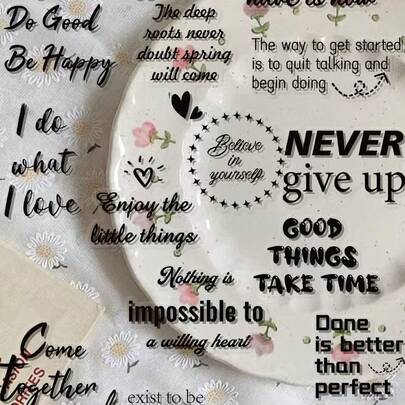 50pcs English Motivational Quotes Stickers, Suitable For Laptop, Water Bottle, Phone Case, Guitar, Skateboard, Journal, Luggage, Gift For Friends
