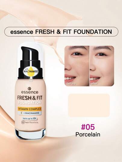 Essence Essence FRESH & FIT FOUNDATION 多色可选，30ml 容量，兼具美妆与保湿功效，轻松打造自然妆容