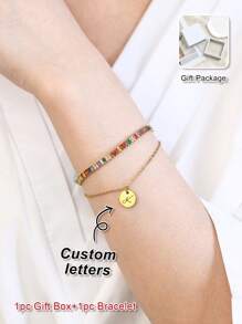 Elegant Fashion, Customized Letter Bracelet/Anklet, Women Round Letter Zirconia Pendant Bracelet/Anklet, Birthday Gift, Thanksgiving Gift, Gift For Girlfriend, Anniversary Gift, Best Friends Gift, Graduation Gift