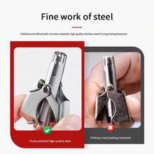 不锈钢手动鼻毛修剪器，男女通用，防水面部脱毛修剪器 - 銀色 - 查看 8