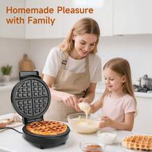 Aigostar Round Waffle Maker With Non Stick Deep Fill Plates, Adjustable Temperature Control, Belgian & American Waffle Machine, Cool Touch Handle, 1000W - Crunchy - UK Plug(220-240V) - View 8