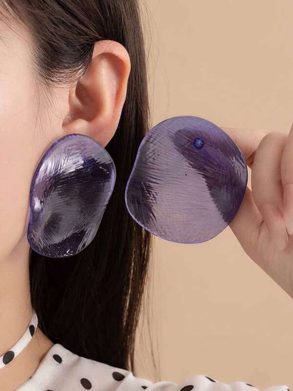 1 paire de boucles d'oreilles en acrylique géométrique exagérées en forme d'ellipse de crevettes de dopamine pour femmes