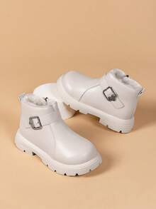 1 Paar Kindersportschuhe, Kinderstiefel, britischer Stil, thermisch gefüttert für den Winter, geeignet für Mädchen & Jungen