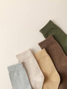 9 Pairs Men Solid Color Mid-Calf Socks, Soft & Comfortable, Versatile Long Socks Suitable For Daily Wear, Casual, Sports, Business, Autumn/Winter