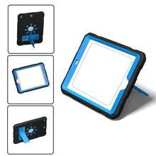 军工防摔 1 件套保护壳适用于 iPad 第 7/8/9 代 10.2 英寸 2019/2020/2021，防震超薄支架保护套带硬质 PC 硅胶套 iPad (A16) 11 英寸第 11 代 2025 iPad 第 10 代 10.9 英寸 2022 - 黑+天藍 - 查看 3