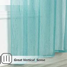 New  Crushed Voile Sheer Curtains For Living Room Rod Pocket Window Treatment Crinkle Sheer Curtains(2 Panels, 51" X 63", Teal) - 藍綠色 51 寬 x 63 長(2 包) - 查看 5