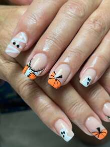 10 pezzi di fogli di decorazioni per unghie per Ognissanti, con disegni di zucche, ragni, pipistrelli, streghe, fantasmi e teschi, senza appiccicosità, per decorazione unghie 3D