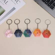 Breloc cu inel de decompresie hexagonal geometric imprimat 3D, vârfurile degetelor în formă geometrică se pot transforma și transforma liber jucărie de decompresie portabilă