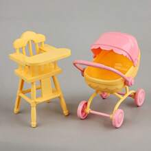 1 Set Carrito de muñeca en miniatura, Cochecito realista con trona para muñecas que fomenta el juego imaginativo para el rol, accesorios para casa de muñecas