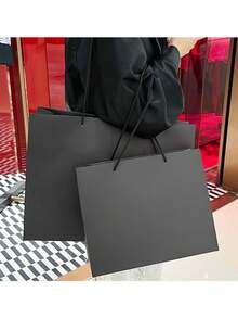 1pc Multi-Size Black Gift Bag, Holiday Gift Bag, Clothing Packaging Bag, Shopping Bag, Tote Bag