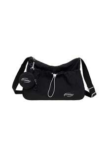 1 pieza Nuevo bolso de mano de nailon para madre e hijo, bolso de hombro y cruzado con estampado de letras fresco y sencillo, adecuado para mujeres jóvenes, estudiantes, campus, compras callejeras, con gran capacidad para teléfono, libros, laptop
