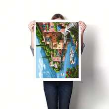 DIY 丙烯画套装，40*50 厘米，包含画笔和颜料，适合缓解压力、数字绘画、手绘数字、海景设计、家居装饰墙面艺术、初学者绘画、送给朋友的理想礼物（无框） - 彩色 - 查看 2