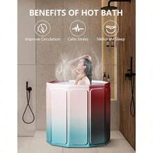 Portable Bathtub For Adults Collapsible Freestanding Bathtub For Shower Hot Ice Bath Tubs With Thickened Thermal Foam To Keep Temperature PVC Outdoor Soaking Tub Bluepink Gradient - 藍粉色漸層 - 查看 5