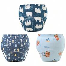 6 piezas de pantalones de entrenamiento para bebé con estampado de animales lindos - Textura suave, adecuado para todas las estaciones, ajuste regular, apto para entrenamiento de ir al baño, diseño de estampado alegre, ajuste cómodo para actividades al aire libre y ropa de dormir para niños y niñas