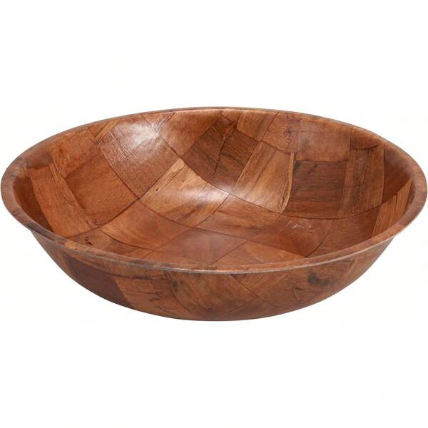 Winco WWB-10 Wooden Woven Salad Bowl, 10-Inch, Brown