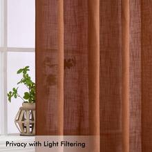 New  Linen Curtains 90 Inch Length For Living Room 2 Panels, Terracotta Rod Pocket Back Tab Light Filtering Semi Sheer Boho Soft Linen Window Fall Drap Farmhouse Burlap Dr Curtains For Bedroom - Terracotta 52 W x 90 L (Pack -2) - View 4