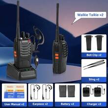 New-88  Walkie Talki S Rechargeable Long Range  Earpiec For Adults, 16 Channel Profsional Io Handheld Two Way Ios Li-Ion Battery And Charger Iluded - 2pack   2earpiece - View 6