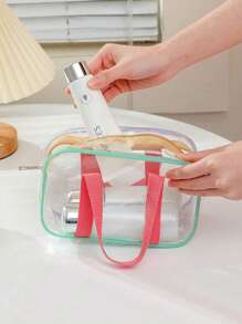 1/2pcs Transparent Macaron Color Jelly Bag For Ladies, Large Capacity PVC Transparent Beach Bag, Handbag, Cosmetic Storage Bag, Toiletry Bag, Bathroom Waterproof Swimming Storage Bag, Single Shoulder Toiletry Bag, Beach Bag, Holiday Bag, Summer Vacation Essential. Suitable For Home Storage, Swimming, Seaside Vacation, Travel And Other Occasions. (There Are Two Sizes To Choose From)