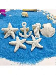 6pcs Resin Starfish, Seahorse, Sea Shell Simulation Ornaments For Aquarium, Home Decor Gifts Birthday Graduation - White - View 10