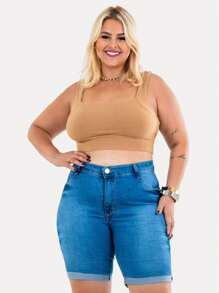 Kit 2 Bermuda Feminina Plus Size Jeans Com Lycla (Elastano)