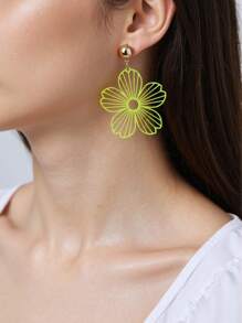 Pendientes con flor hueca de color amarillo fluorescente para mujer, accesorio de vestido de playa de verano que brilla en la oscuridad, pendientes con colgante de estilo casual de calle