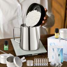 Easy DIY Soy Wax Candle Making Kit For Adults, Teenagers, Beginners - Includes Soy Wax, Mixing Spoon, Essential Oil, Candle Wick, Etc., For DIY Beginners To Complete Candle Making Sets/Artistic Handmade Sets/Perfect Gifts For Easter, Thanksgiving, Mother's Day, Etc - 銀色 - 查看 5