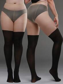 120D Spliced Tight Tights, Fake Thigh Tights, Black & White, Suitable For Halloween, Christmas, Student Style, Daily Wear, Cozy - Multicolor - View 9