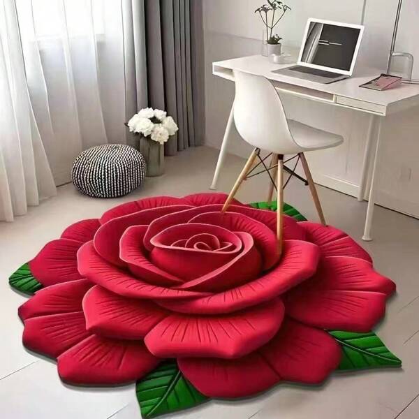 1pc 3D Floral Anti-Slip Floor Mat, Sofa Pad, Bedroom/Living Room Carpet, Bedside Rug, Diatomaceous Earth Absorbent Washable Area Carpet, Beautiful Home Decoration Gift Bathroom Accessories Back To School