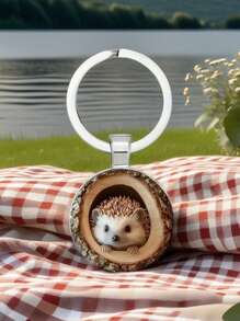 1pc Hedgehog Design Wooden Keychain - Fashionable Style, Ideal For Birthday And Holiday Gifts, Party Favor Accessories Car Accessories Bag Charm Backpack For School Cute Goth Y2k