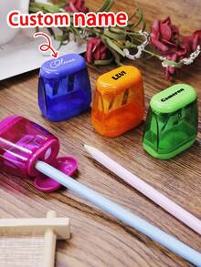 Personalized Name Colored Manual Pencil Sharpener, Multi-Functional Portable Letter Sharpener For Kids School Office, Back To School - Style a - View 2