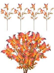2PCS/4PCS/6PCS Bundle Artificial Autumn Flowers Fake Plastic Plants Indoor And Outdoor Hanging Flower Pots Non Fading Artificial Autumn Plants Thanksgiving Christmas Wedding Party Home Garden Fireplace Decoration