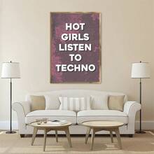 Set de 1 pieza/3 piezas Impresiones de arte de pared de lienzo con diseño de texto de moda moderno, "Chicas escuchando ", regalo único y original, muy adecuado para decoración de sala, baño, dormitorio, estudio, pasillo, oficina, apartamento, Sin marco/Enmarcado