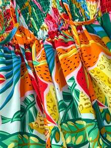 热带印花迷你连衣裙，适合海滩度假，女士夏季服装，热带度假装，夏季，度假连衣裙，女士连衣裙