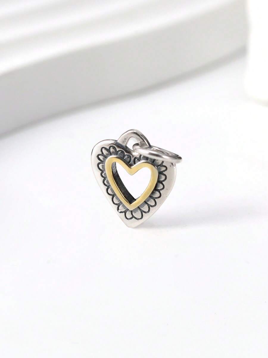 1 buc simplu și unic 925 Sterling Silver Heart Vintage Charm DIY pandantiv delicat bijuterii cadou pentru femei sau bărbați