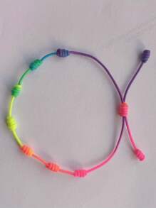 1 Peça Pulseira Tornozelo Ajustável de 7 Nós Colorida, Amuleto da Sorte para Mulheres