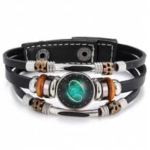Zodiac Signs Spirit Bracelet Zodiac Bracelet For Women Men Adjustable 12 Constellation Bracelet Multilayer Zodiac Black Leather Bracelets Zodiac Sign Wrap Bracelet For Women Men Birthday Jewelry