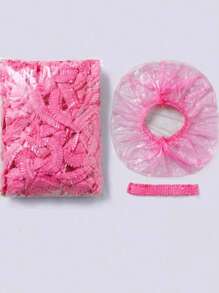 50/100 Stück Einweg-Bademützen in Pink, Haarfärbekappen und Plastik-Schönheitssalon-Kappen, geeignet für Haarfärbung, Spa-Behandlungen und für den Hausgebrauch, Schulanfang