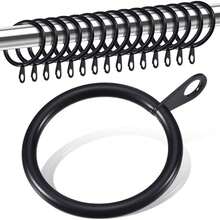 20pcs/40pcs Set Curtain Rings, Curtain Hooks, Shower Curtain Rings, Curtain Accessories, Black Curtain Rod, Set Includes 20 Black Metal Curtain Rings And 20 Black Metal Curtain Hooks, Suitable For 19-23mm Curtain Rods, Recommended For 19mm/0.7 Inch Rods - Multicolor - View 4