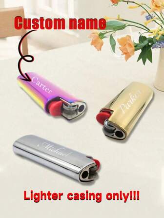 Custom 1PC Laser Engraved Name Lighter Case Sheath Personalized Custom Engraving Groomsman Father's Day Fashion Gift For Dad Boyfriend Smoker Birthday BIC Mini J5,Multi-Functional,Durable,Quick Dry,Anti-Mold,Reusable,Ornamental,Cute,Stylish,Exquisite,Adorable,Tidy,High-Quality,Modern,Custom,Personalized,Unique,Ideal Gifts For Him,Ideal Gifts For Her