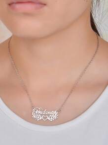 1 pièce Collier pendentif personnalisé avec couronne en forme de cœur et nom. Collier avec plaque à nom exquis en acier inoxydable. Cadeau personnalisé pour la Saint-Valentin, anniversaire, Noël pour la petite amie, la mère, l'amie
