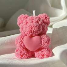 Stampo in silicone morbido a forma di orsetto a cuore, per argilla, pietra ollare, cera per realizzare candele fai-da-te